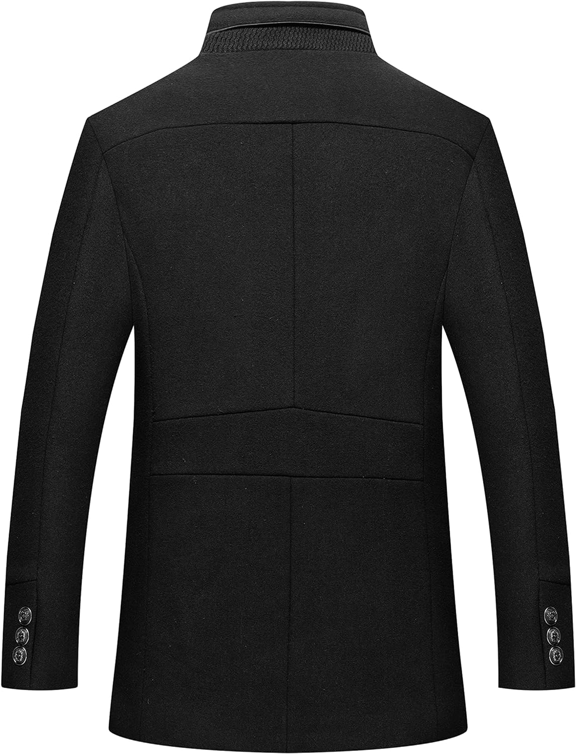 Men's Winter Wool warm coat, Casual Overcoat Outwear Business Trench Jacket with Scarf  Black L