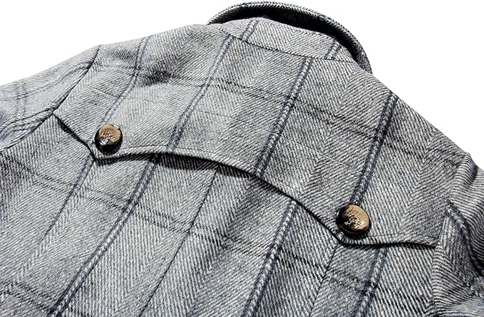 Double Breasted Warm Coat Blend Pea Coat Belted Slim Fit, Small