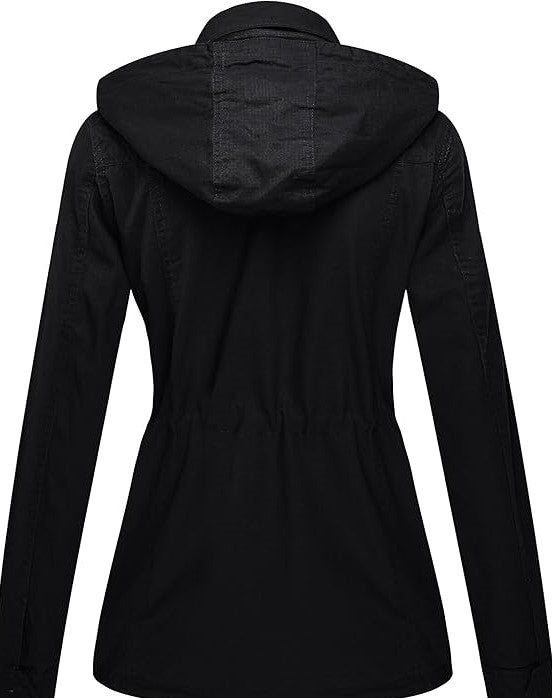 Women's Casual Cotton Jacket Outdoor Lightweight Wenvev Jacket , black, XL