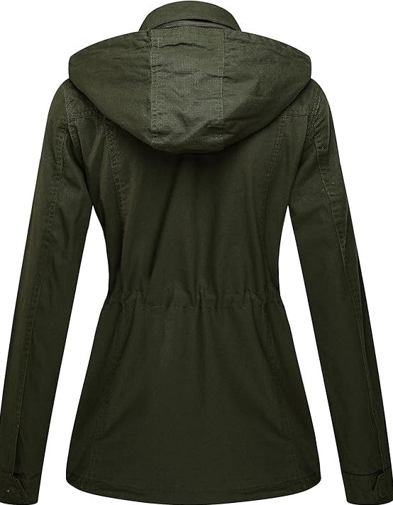 Women's Casual Cotton Jacket Outdoor Lightweight Jacket , army green, Large