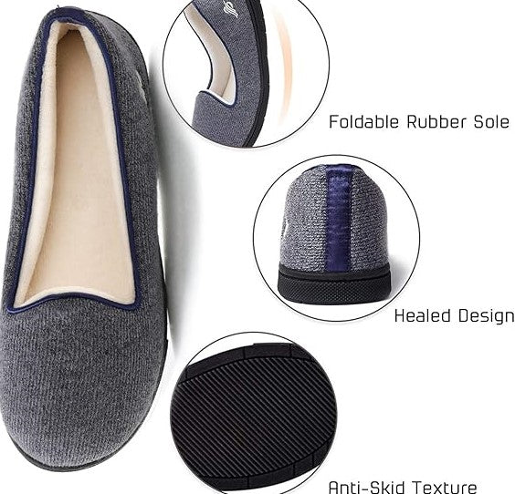 Navy blue ladies indoor slippers ,Memory Foam navy blue slippers for Women , size 5.5