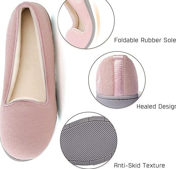 Pink ladies indoor slippers ,  Memory Foam pink slippers for Women , size 8
