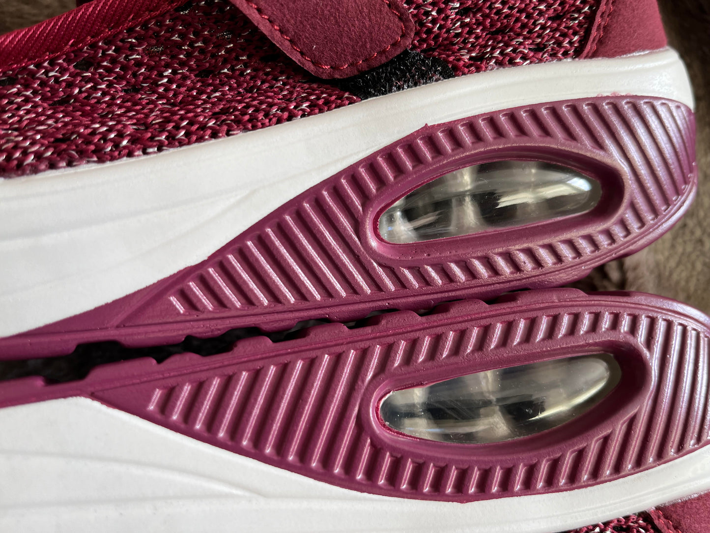 Ladies Casual Walking Shoes Adjustable Strap with Hook and Loop Closure, red comfortable Sneakers air Cushion, Grey, size 8