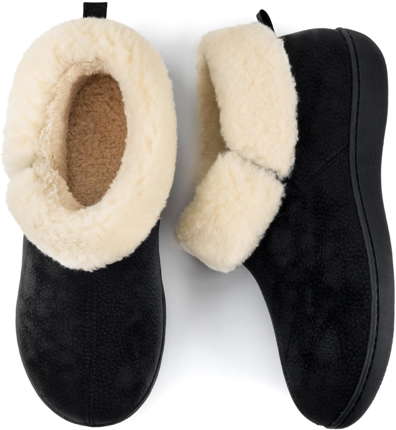 Women’s winter black slippers,  rock-dove Sierra Faux Leather Bootie Slippers Black UK 5