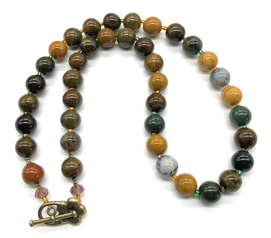 Handcrafted Jasper Bead Necklace - 45cm Elegant Natural Stone Jewellery