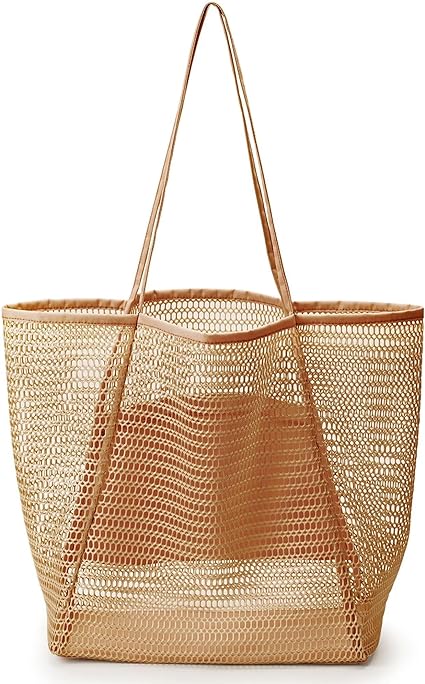 mesh beach bag , brown