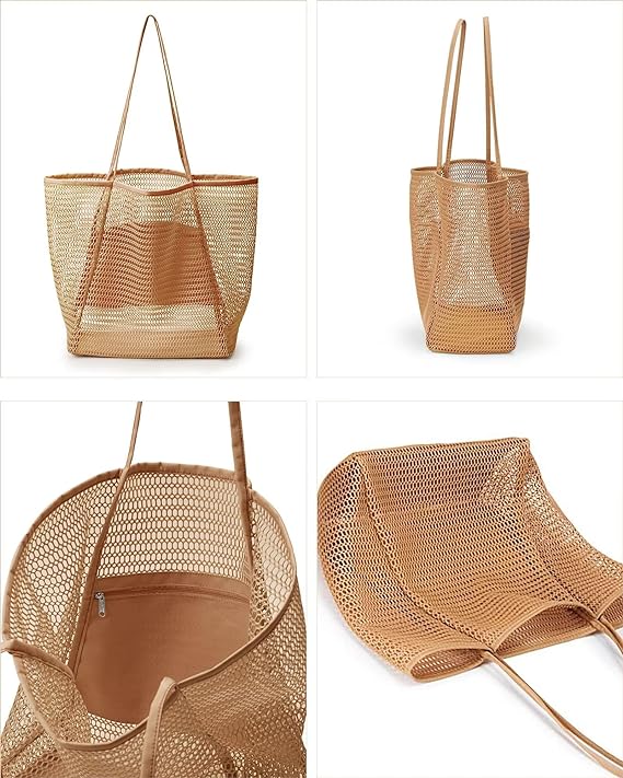 mesh beach bag , brown