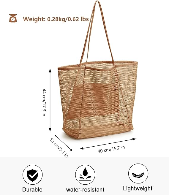 mesh beach bag , brown