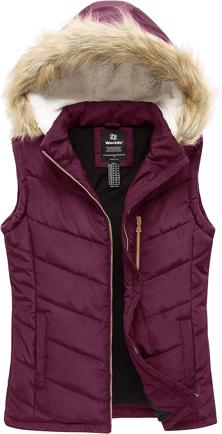 Maroon Body Warmer, fully lined Gilet with Removable hood, Wine Red,Medium