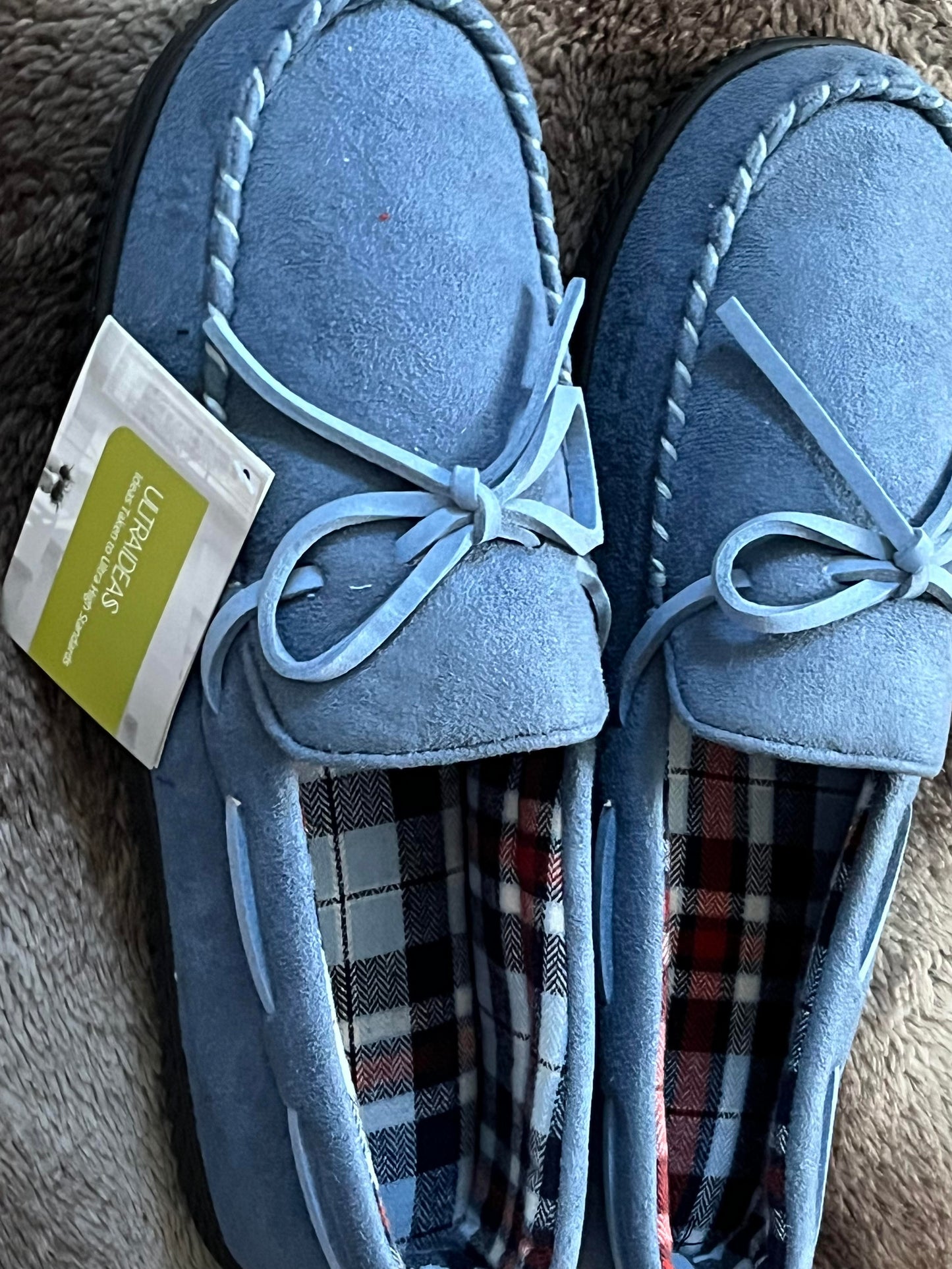 Men's Moccasin Slippers,nealon Slip on Indoor Outdoor House Shoes, Blue, size 11