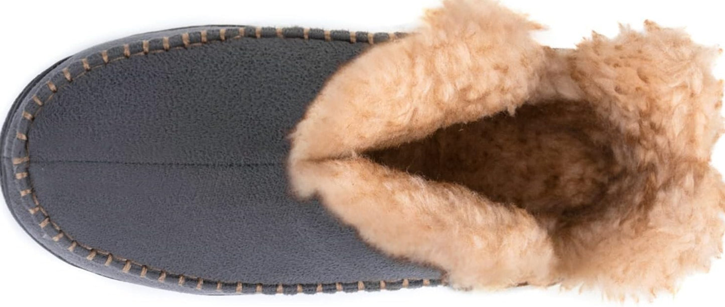 Men's Warm Fleece Lining Moccasin Slippers, Cosy Memory Foam Indoor Outdoor House Shoes, size 12
