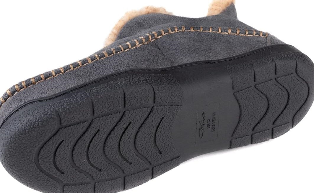 Men's Warm Fleece Lining Moccasin Slippers, Cosy Memory Foam Indoor Outdoor House Shoes, size 12