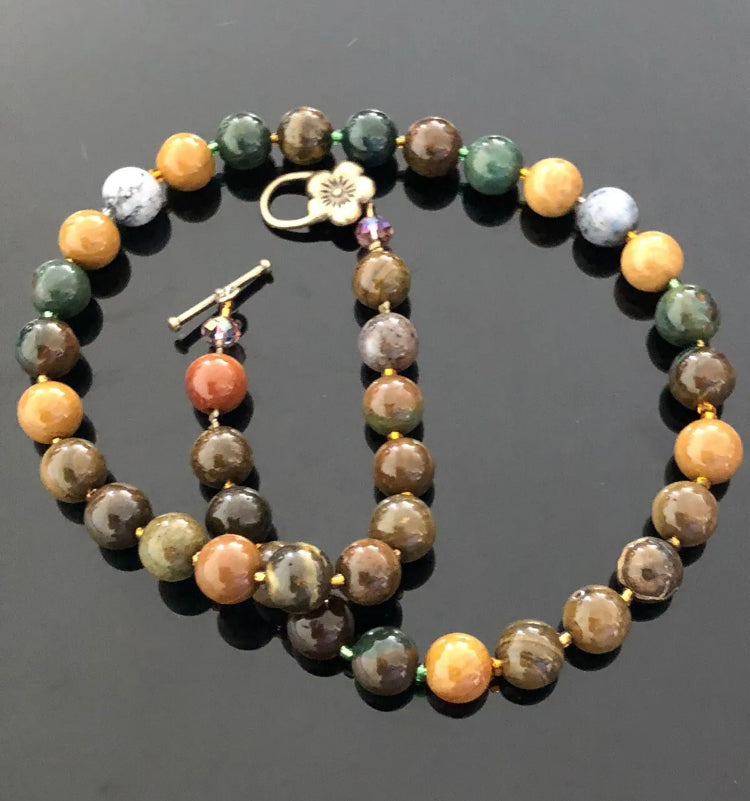 Handcrafted Jasper Bead Necklace - 45cm Elegant Natural Stone Jewellery