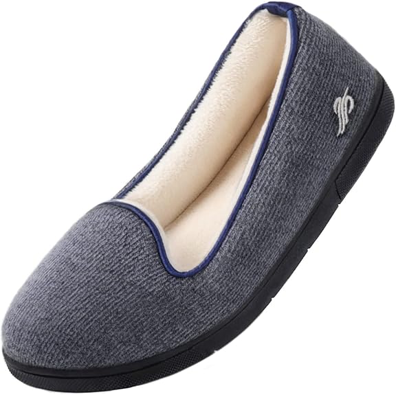 Navy blue ladies indoor slippers ,Memory Foam navy blue slippers for Women , size 5.5