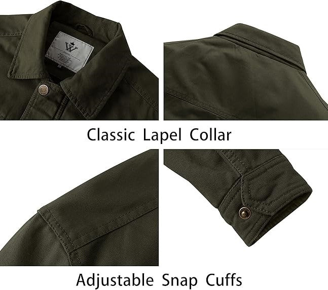 Men's Outdoor Lightweight army green Jacket, Casual army green jacket with Multi Pockets , Small